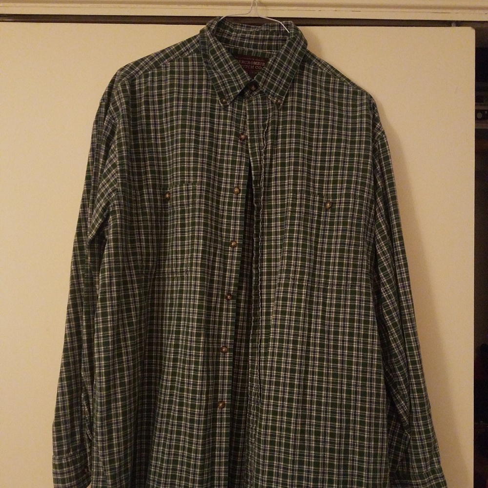 Abercrombie & Fitch- LG green plaid button up